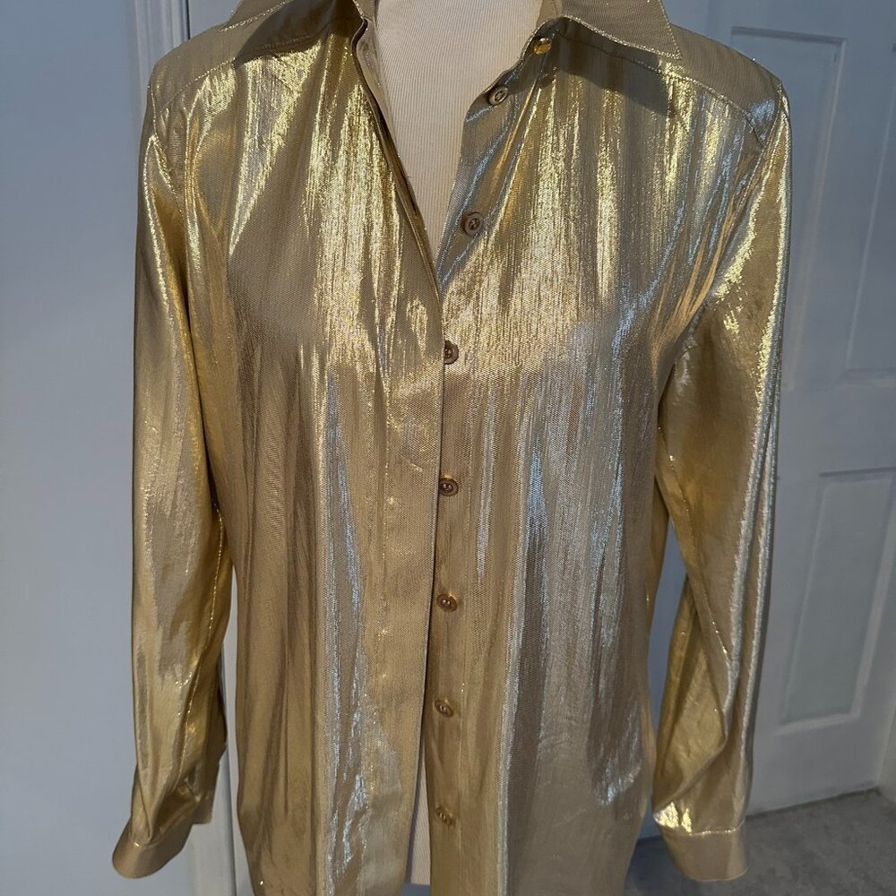 Escada Silk Gold Lame Blouse